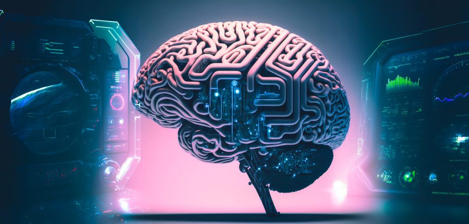 Brain to Computer interface, brain implants and analysis HUDs,   3d rendering